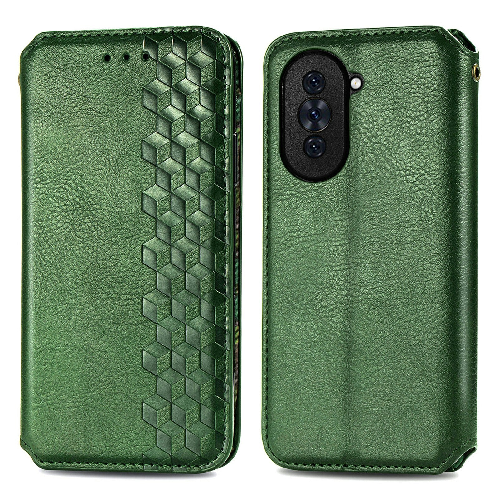 Ochranný kryt na telefon proti pádu pro Huawei nova 10 Pro 4G s magnetickým potiskem kosočtvercový PU kožený ochranný obal na telefon se stojánkem
