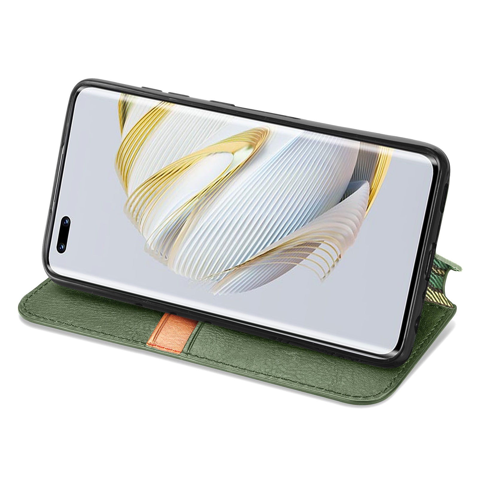 Ochranný kryt na telefon proti pádu pro Huawei nova 10 Pro 4G s magnetickým potiskem kosočtvercový PU kožený ochranný obal na telefon se stojánkem