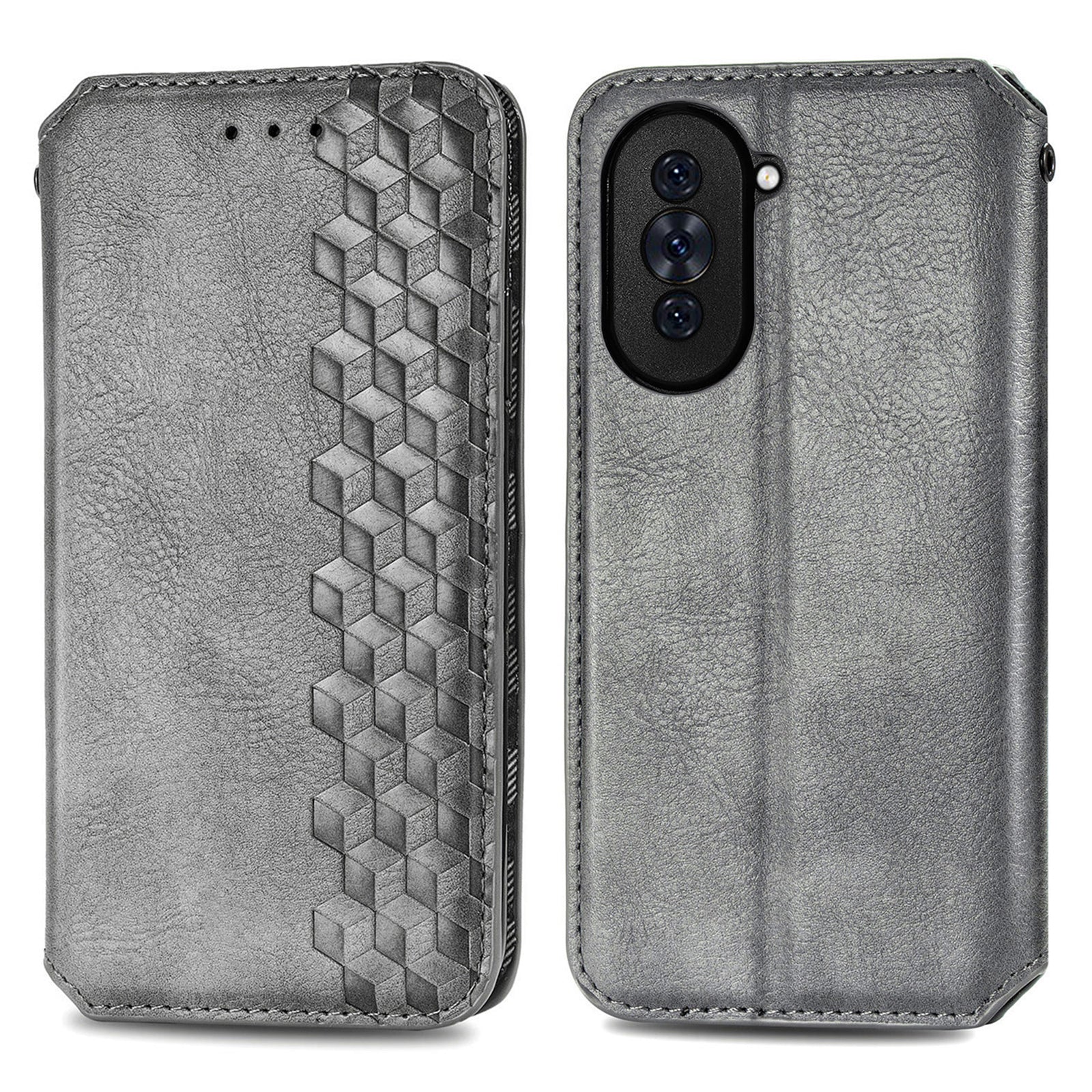 Ochranný kryt na telefon proti pádu pro Huawei nova 10 Pro 4G s magnetickým potiskem kosočtvercový PU kožený ochranný obal na telefon se stojánkem