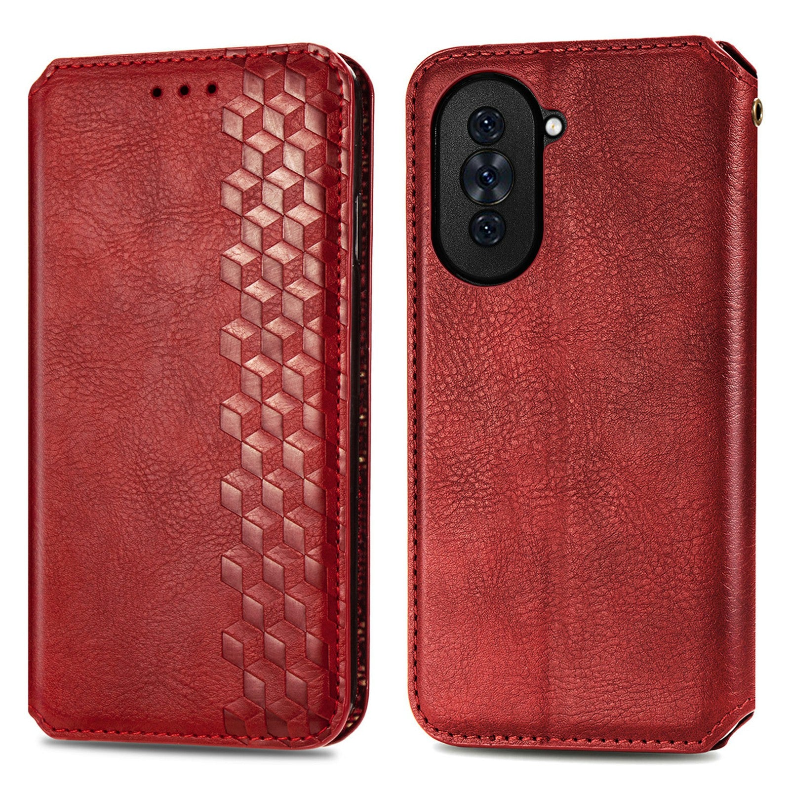 Ochranný kryt na telefon proti pádu pro Huawei nova 10 Pro 4G s magnetickým potiskem kosočtvercový PU kožený ochranný obal na telefon se stojánkem