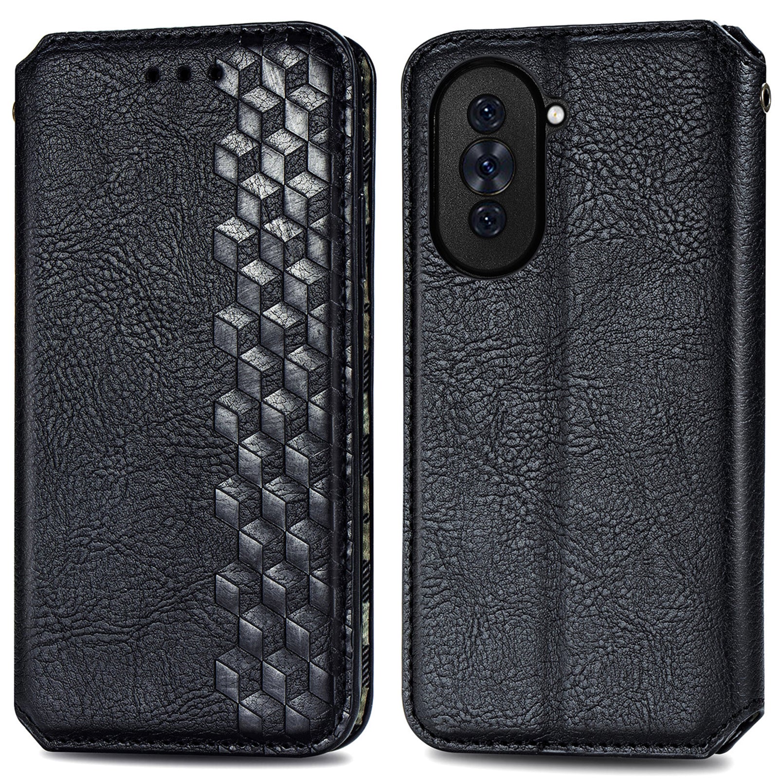 For Huawei nova 10 4G Imprinting Rhombus Magnetic Auto-Absorbed Flip Leather Phone Protective Case Stand Wallet Scratch Proof Cover