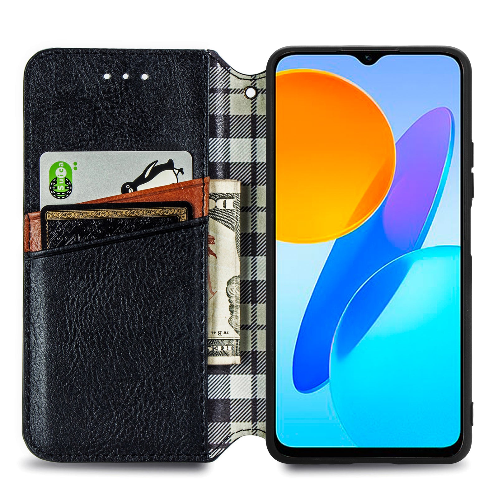 Anti-fald telefontaske til Honor X8 5G flip læder tegnebogscover stativ Imprinting Rhombus magnetisk telefoncover