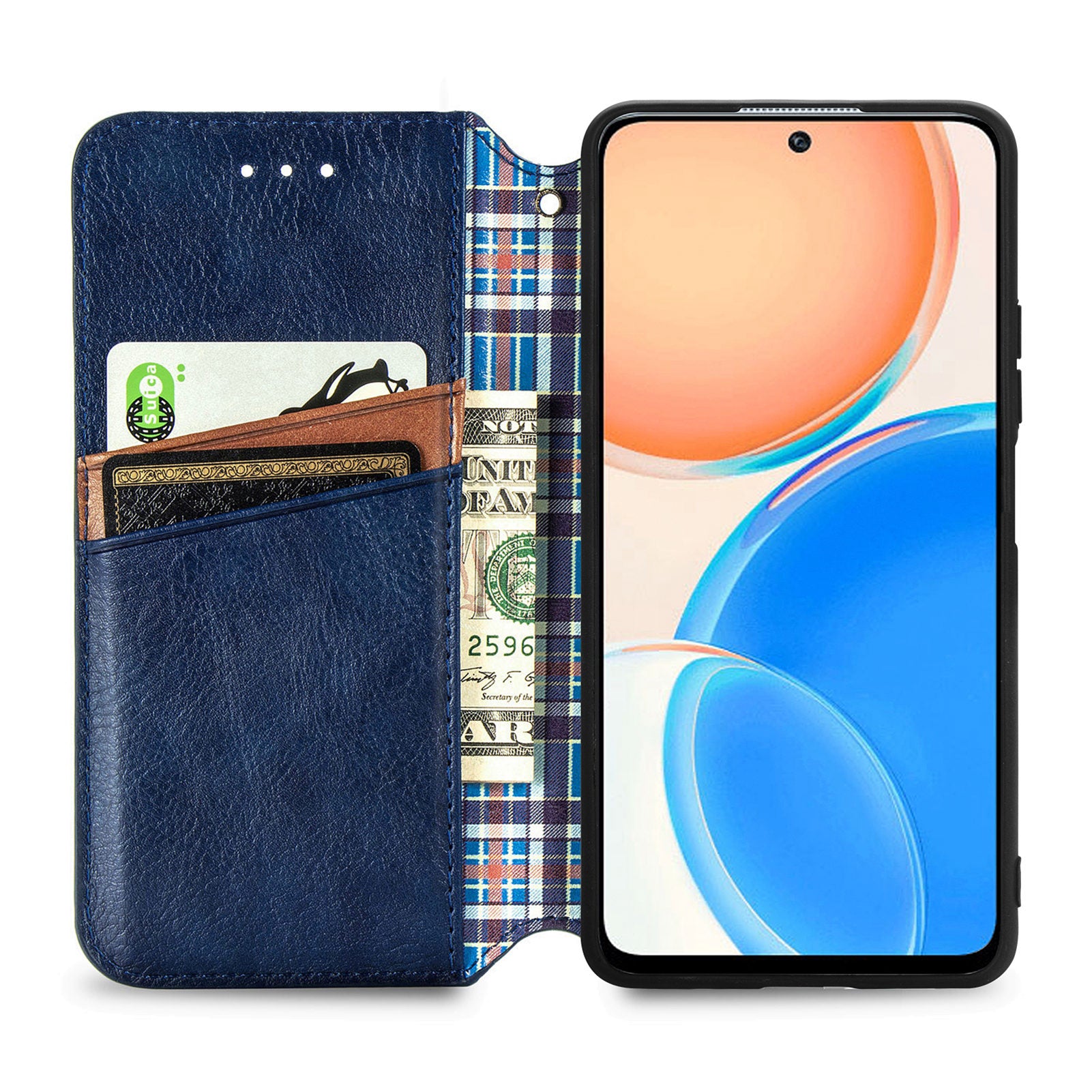 For Honor X8 4G Drop-proof Phone Case Imprinting Rhombus Magnetic Phone Flip Leather Cover Wallet Stand
