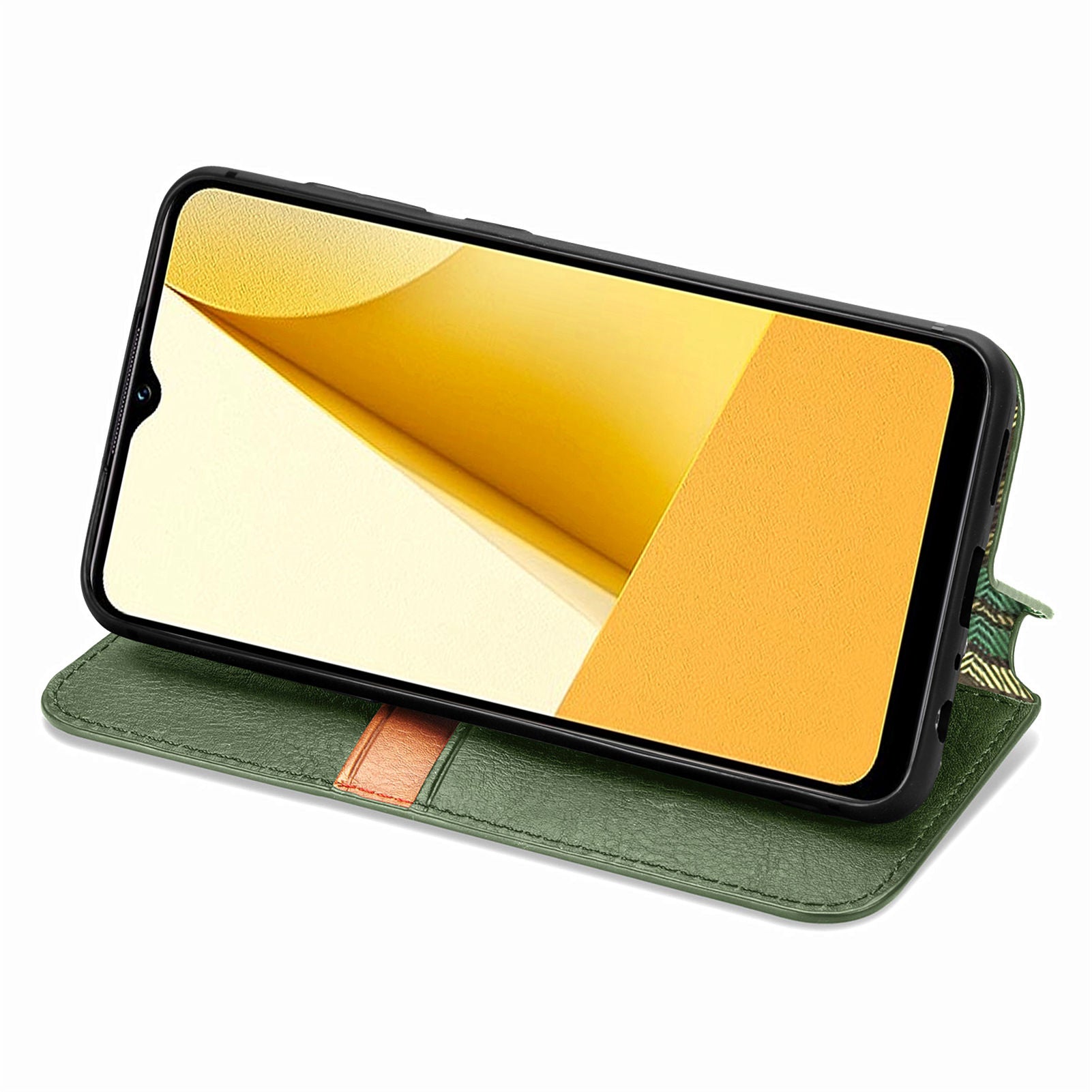 PU Leather Phone Case For vivo Y16 4G Wallet Stand Imprinting Rhombus Magnetic Anti-shock Phone Cover