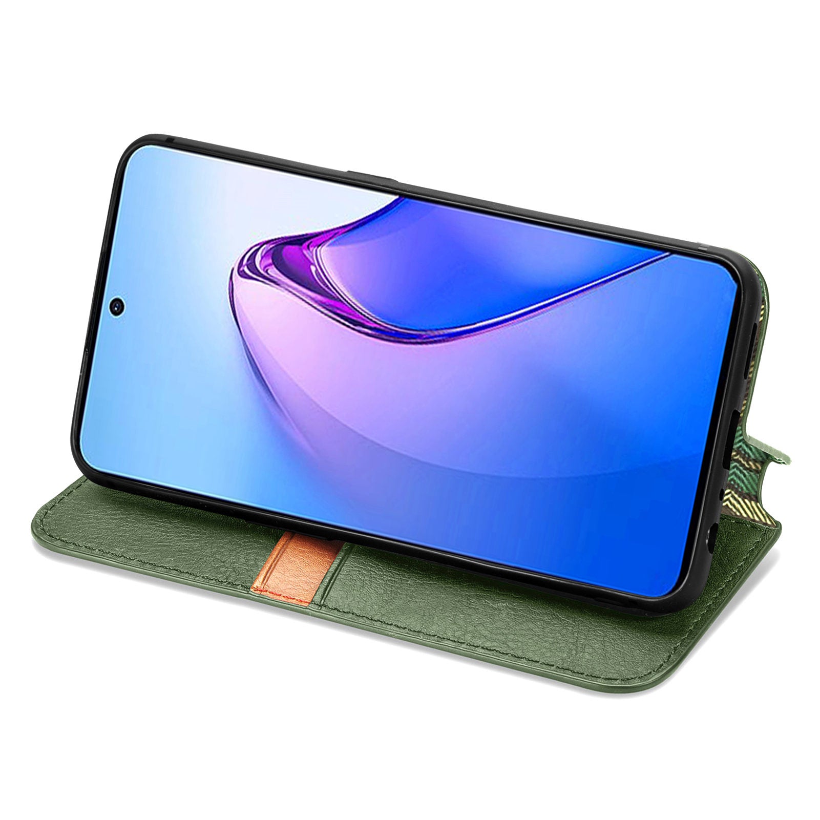 For Oppo Reno8 Pro 5G (Global Version) Imprinting Rhombus Magnetic Auto-Absorbed Flip Leather Phone Protective Case Stand Wallet Anti-collision Cover