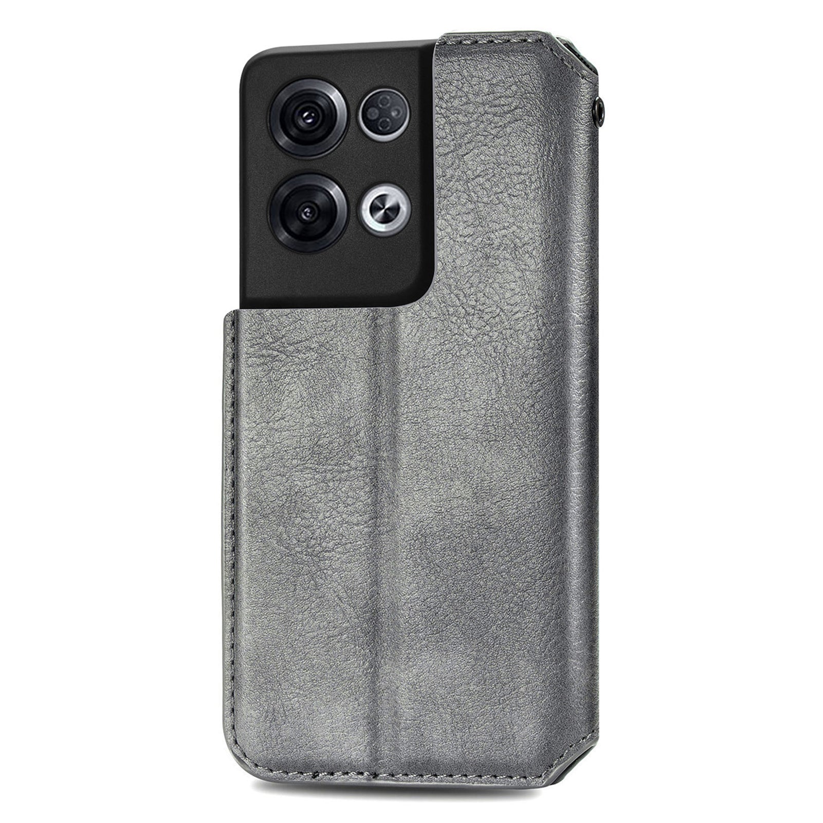 For Oppo Reno8 Pro 5G (Global Version) Imprinting Rhombus Magnetic Auto-Absorbed Flip Leather Phone Protective Case Stand Wallet Anti-collision Cover