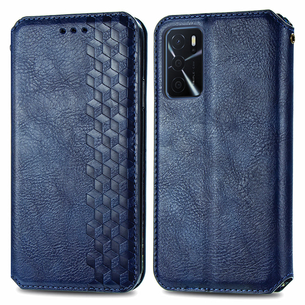 For Oppo A16s A16 A54s Full Protection Cell Phone Cover Flip Leather Wallet Stand Imprinting Rhombus Magnetic Phone Case