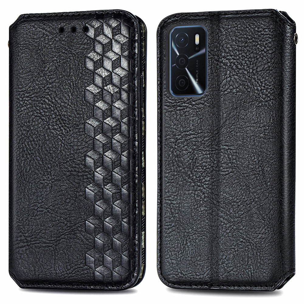 For Oppo A16s A16 A54s Full Protection Cell Phone Cover Flip Leather Wallet Stand Imprinting Rhombus Magnetic Phone Case