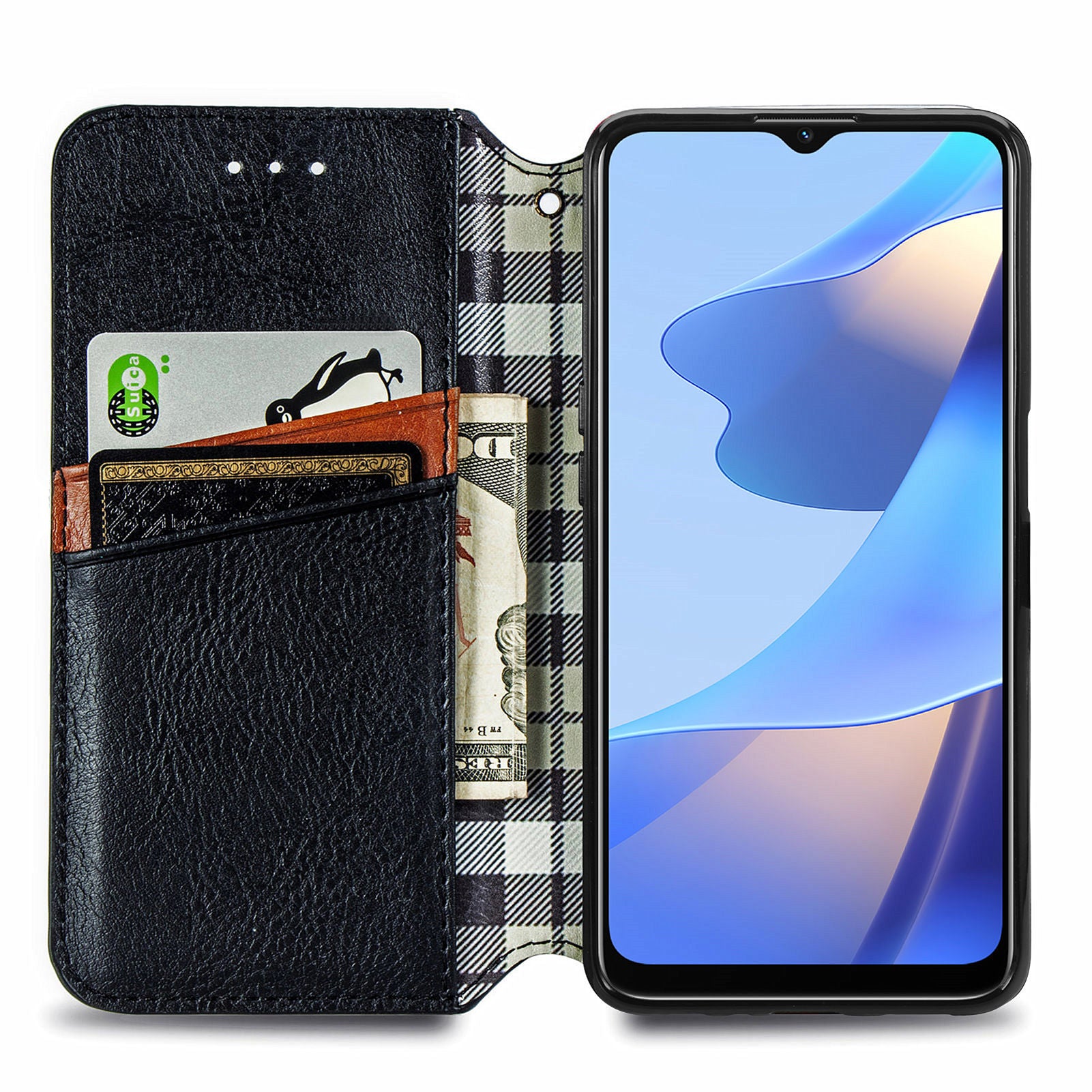 For Oppo A16s A16 A54s Full Protection Cell Phone Cover Flip Leather Wallet Stand Imprinting Rhombus Magnetic Phone Case