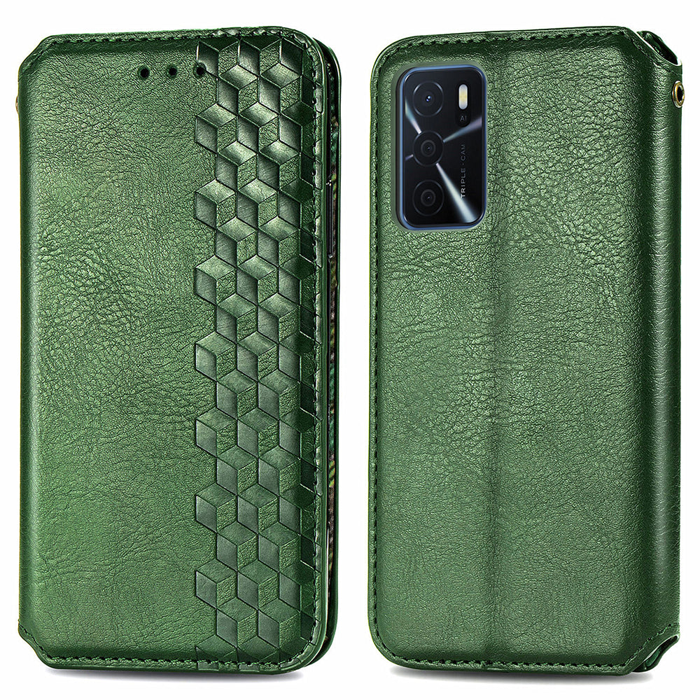 For Oppo A16s A16 A54s Full Protection Cell Phone Cover Flip Leather Wallet Stand Imprinting Rhombus Magnetic Phone Case