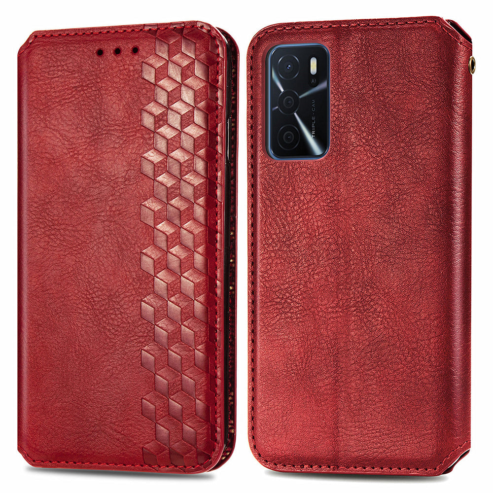 For Oppo A16s A16 A54s Full Protection Cell Phone Cover Flip Leather Wallet Stand Imprinting Rhombus Magnetic Phone Case