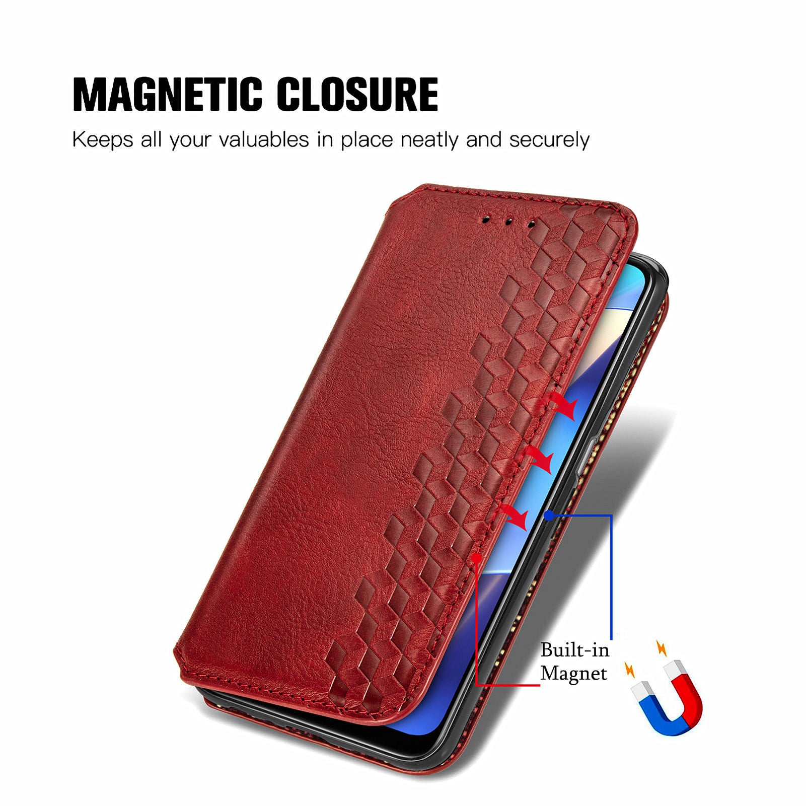 For Oppo A16s A16 A54s Full Protection Cell Phone Cover Flip Leather Wallet Stand Imprinting Rhombus Magnetic Phone Case