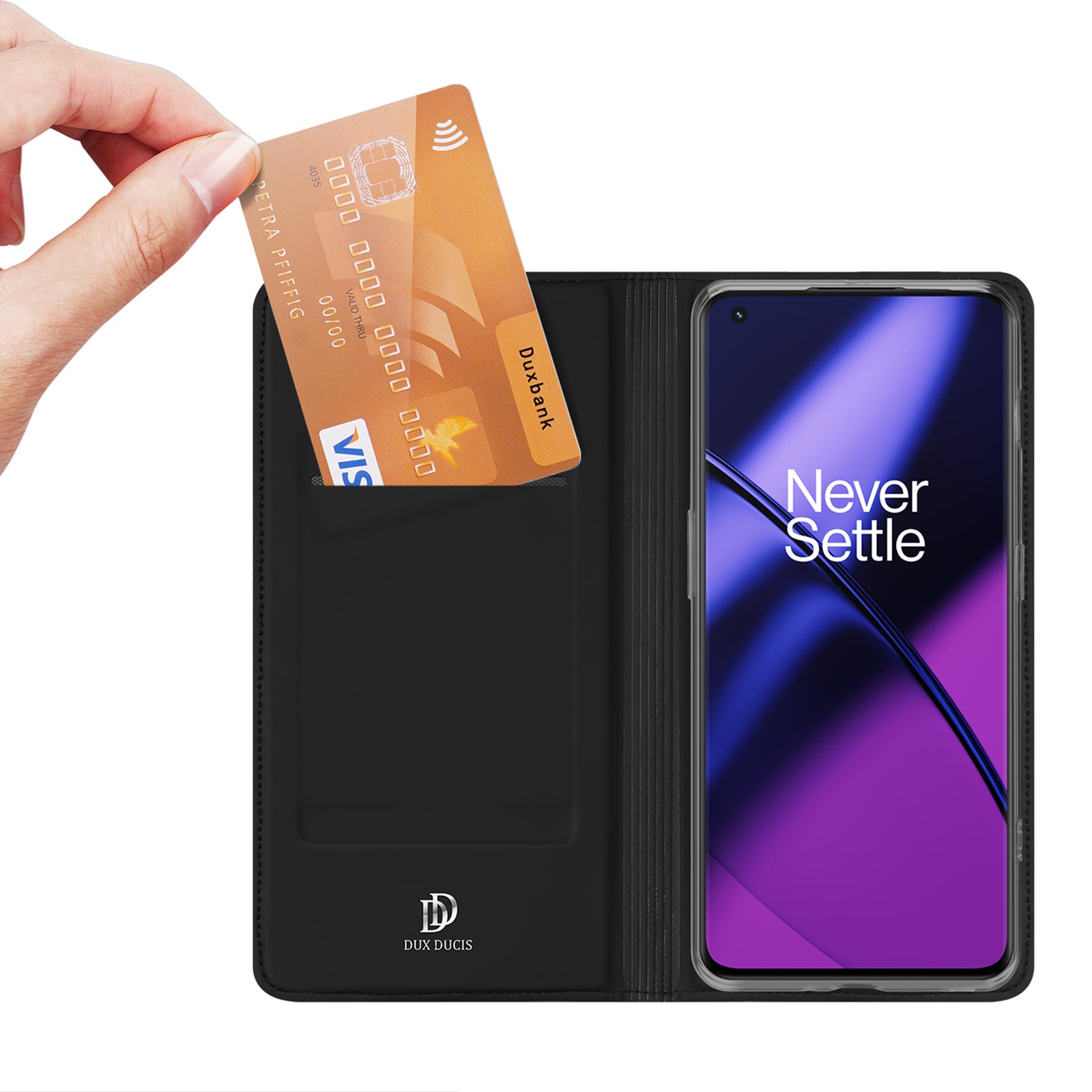 DUX DUCIS Skin Pro Series Shockproof Phone Case for OnePlus 11 5G PU Leather Cell Phone Cover with Card Holder Stand