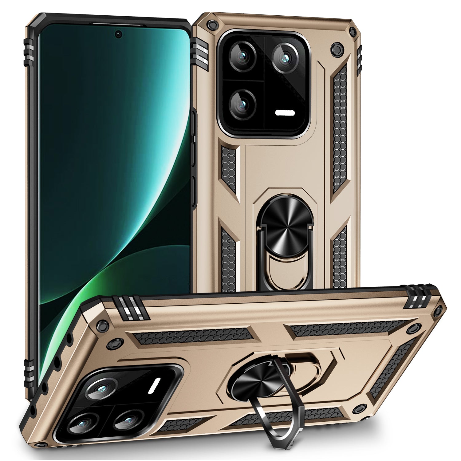 Ring Kickstand Phone Case for Xiaomi 13 Pro 5G Military Grade Shockproof PC TPU Protective Cover