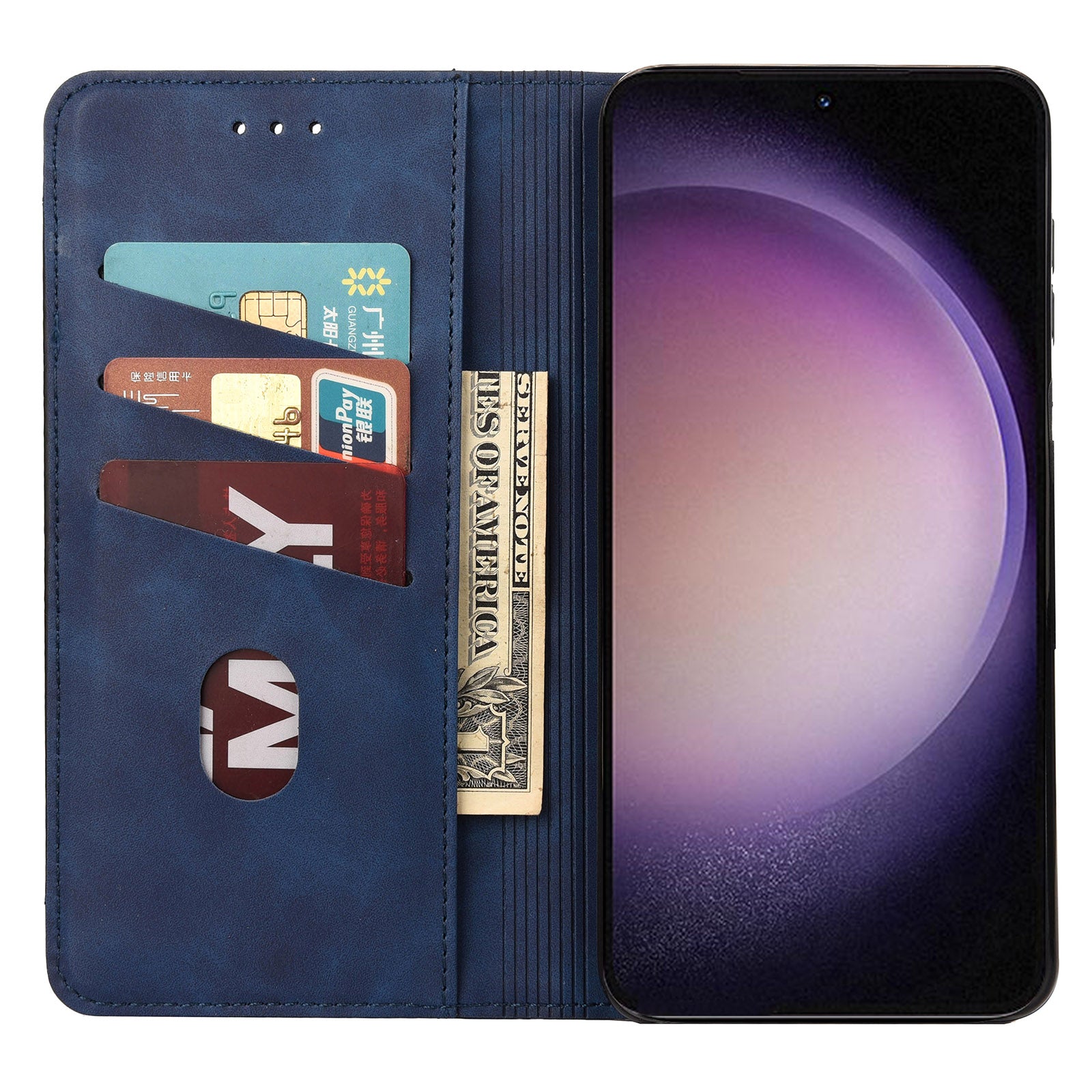 For Samsung Galaxy S23 Drop-proof Phone Case Skin-friendly PU Leather Magnetic Color Splicing Stand Flip Wallet Cover