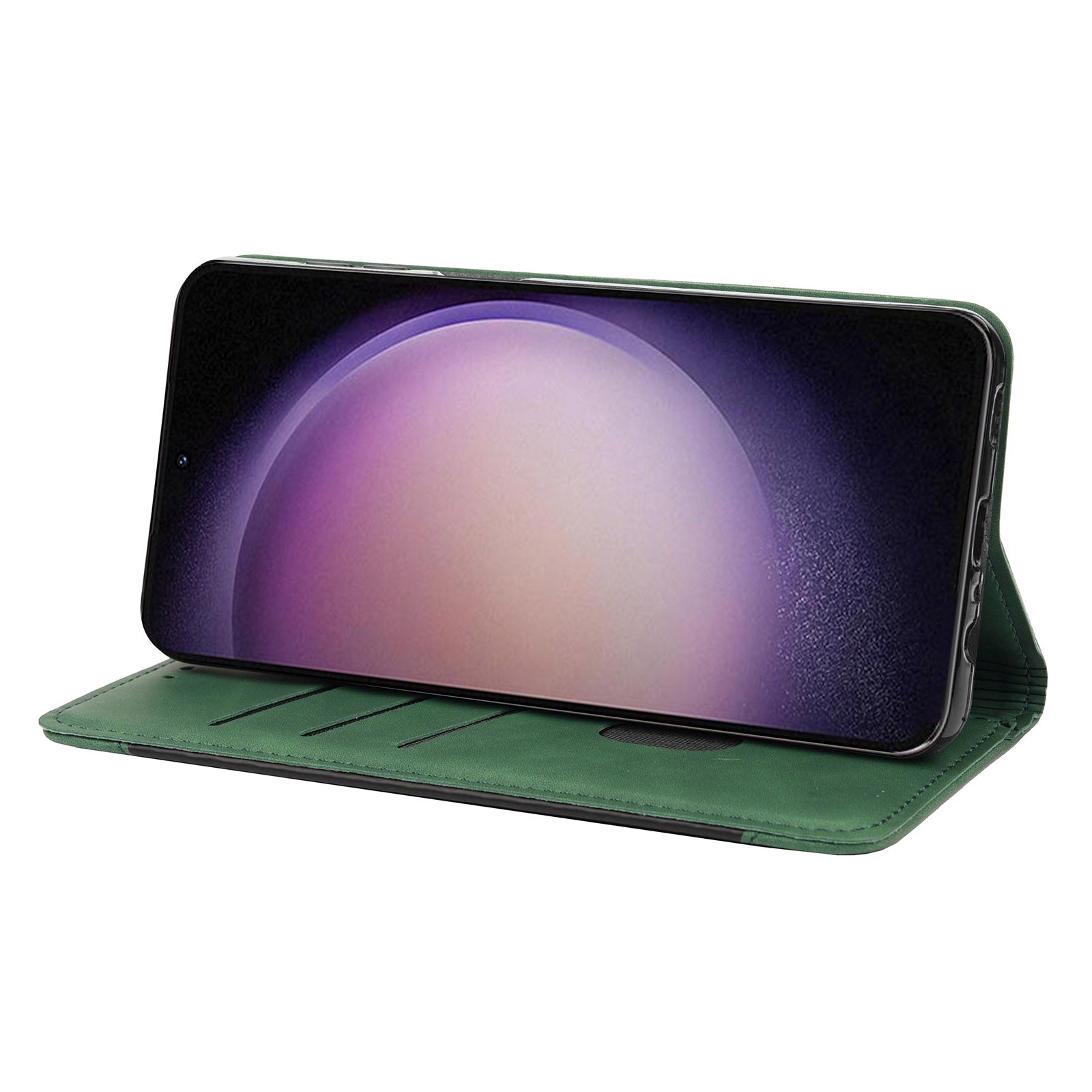 For Samsung Galaxy S23 Drop-proof Phone Case Skin-friendly PU Leather Magnetic Color Splicing Stand Flip Wallet Cover