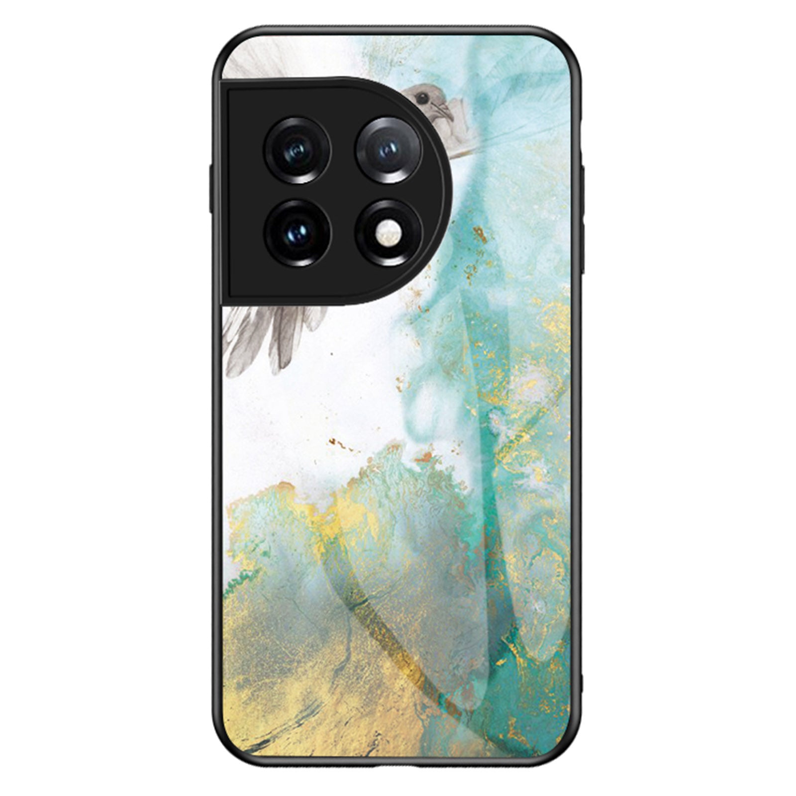 Tempered Glass PC TPU Phone Case for OnePlus 11 5G Marble Pattern Printing Drop-proof Smartphone Cover