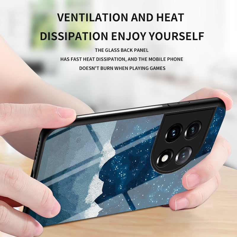 Cell Phone Case for OnePlus 11 5G Tempered Glass PC TPU Starry Sky Pattern Printing Protective Cover