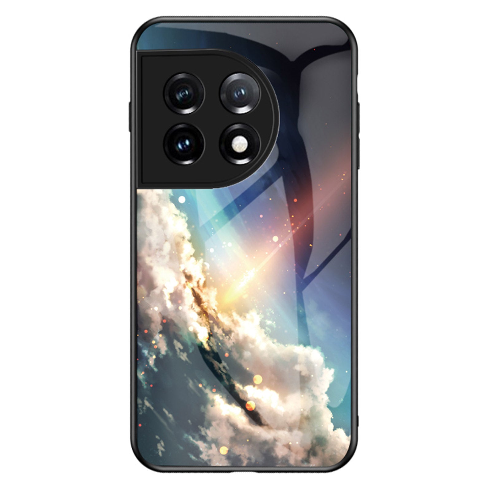 Cell Phone Case for OnePlus 11 5G Tempered Glass PC TPU Starry Sky Pattern Printing Protective Cover