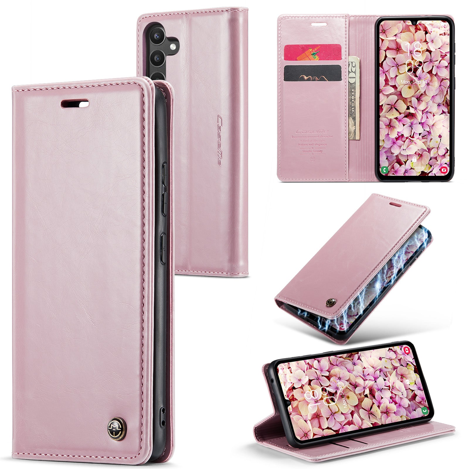 CASEME 003 Series For Samsung Galaxy A34 5G Waxy Texture Magnetic Auto-absorbed Phone Case Wallet Stand Full Coverage PU Leather Cell Phone Cover