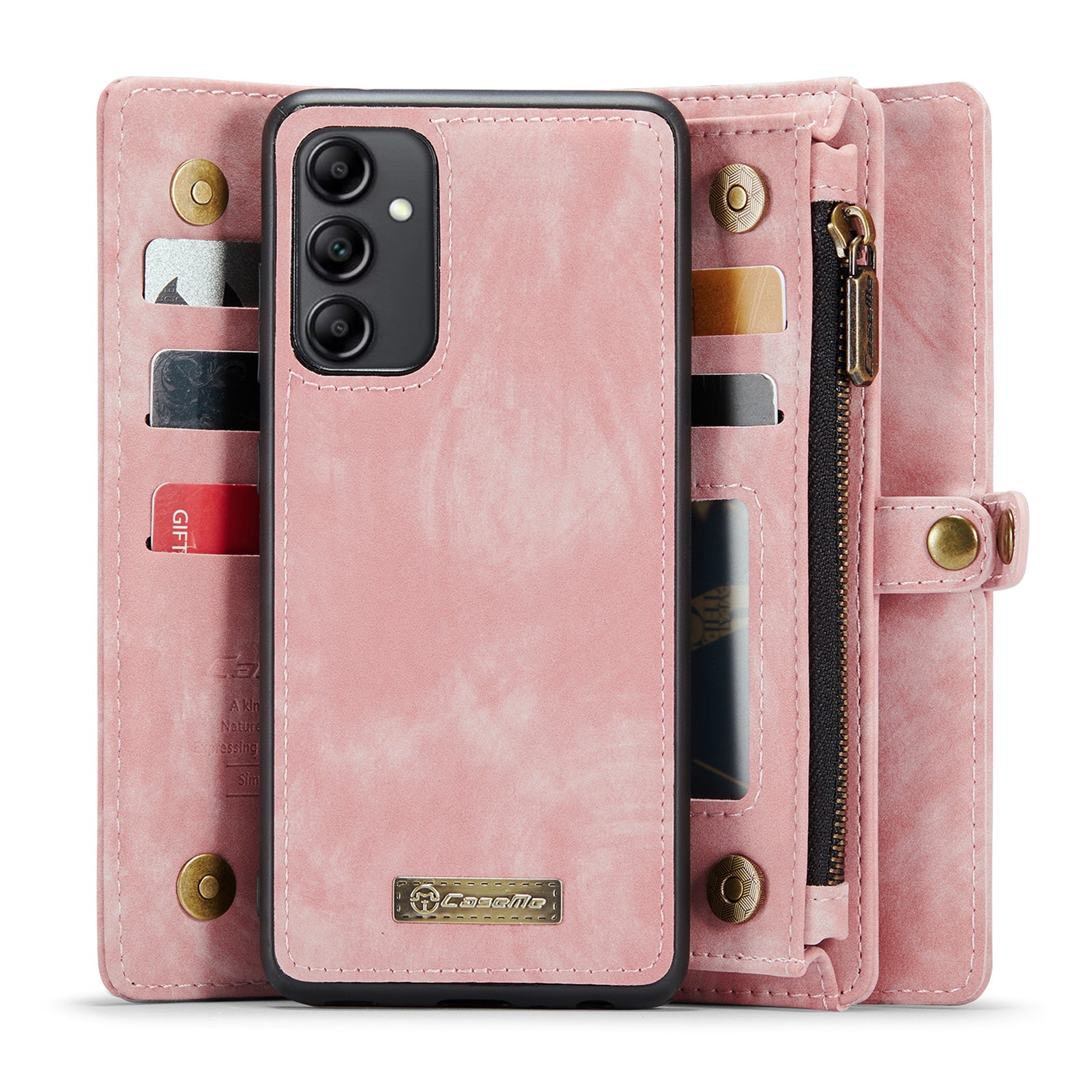 CASEME 008 Series for Samsung Galaxy A34 5G Zipper Pocket Design PU Leather Case Detachable Phone Cover with Stand Wallet