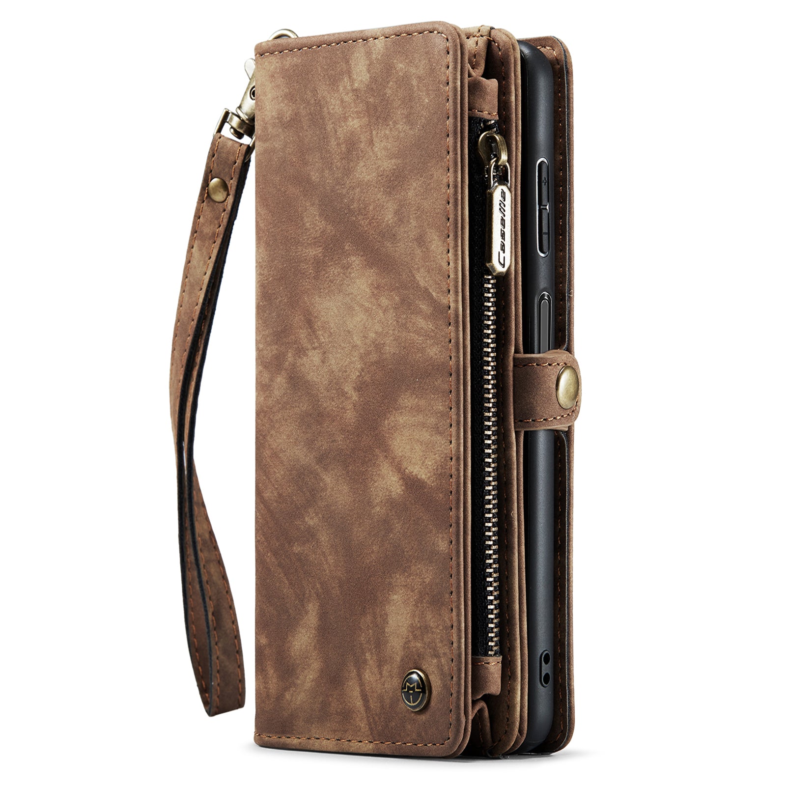 CASEME 008 Series for Samsung Galaxy A34 5G Zipper Pocket Design PU Leather Case Detachable Phone Cover with Stand Wallet