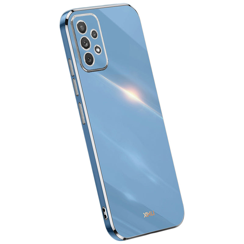 XINLI pro Samsung Galaxy A73 5G galvanické pokovování Golden Edge TPU kryt telefonu Pouzdro na telefon