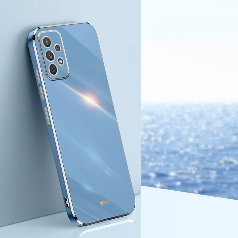 XINLI pro Samsung Galaxy A73 5G galvanické pokovování Golden Edge TPU kryt telefonu Pouzdro na telefon