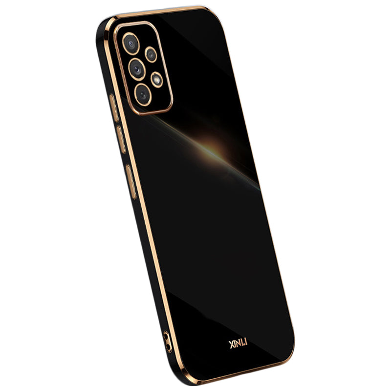 XINLI pro Samsung Galaxy A73 5G galvanické pokovování Golden Edge TPU kryt telefonu Pouzdro na telefon