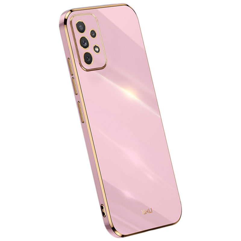 XINLI pro Samsung Galaxy A73 5G galvanické pokovování Golden Edge TPU kryt telefonu Pouzdro na telefon