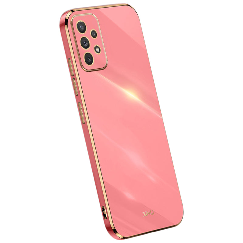 XINLI pro Samsung Galaxy A73 5G galvanické pokovování Golden Edge TPU kryt telefonu Pouzdro na telefon