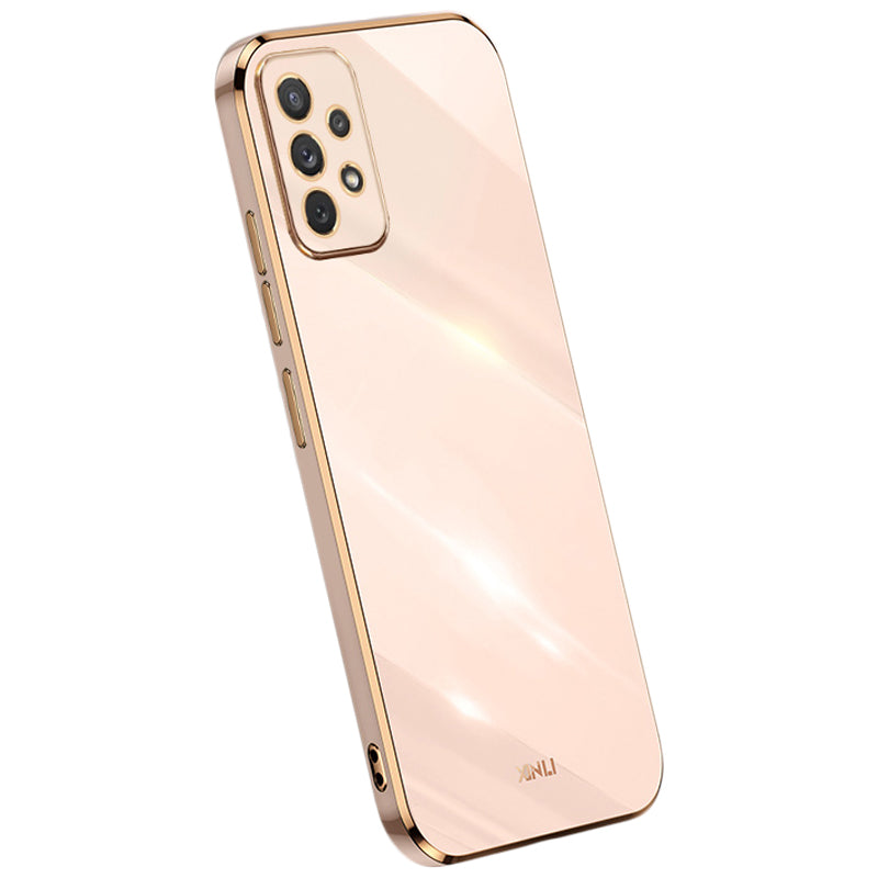 XINLI pro Samsung Galaxy A73 5G galvanické pokovování Golden Edge TPU kryt telefonu Pouzdro na telefon