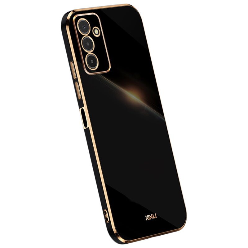 XINLI pro Samsung Galaxy F13 4G Galvanické pokovování Golden Edge TPU ochranný kryt Pouzdro na telefon odolné proti pádu
