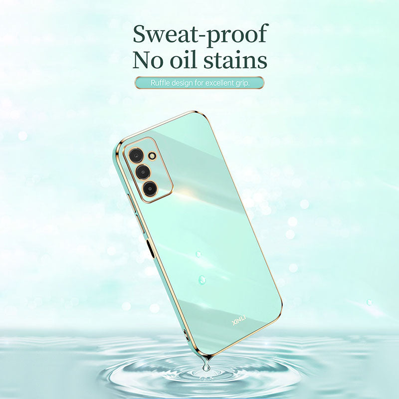 XINLI pro Samsung Galaxy F13 4G Galvanické pokovování Golden Edge TPU ochranný kryt Pouzdro na telefon odolné proti pádu