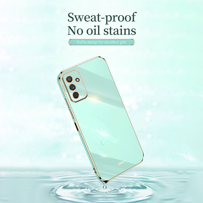 XINLI For Samsung Galaxy M23 5G F23 5G Electroplating Golden Edge Anti-collision TPU Protective Cover Phone Case