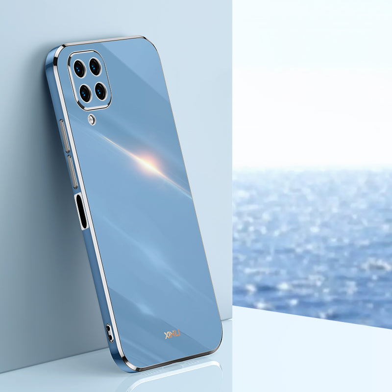 Ochranný kryt na telefon XINLI pro Samsung Galaxy M32 (globální verze) 4G Galvanické pokovování Golden Edge TPU