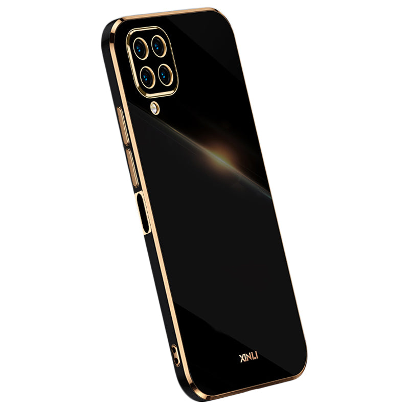 Ochranný kryt na telefon XINLI pro Samsung Galaxy M32 (globální verze) 4G Galvanické pokovování Golden Edge TPU