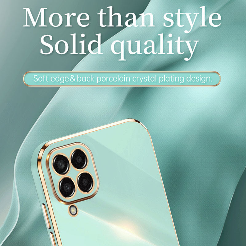 Pouzdro na telefon XINLI pro Samsung Galaxy M33 5G (globální verze) galvanické pokovování Golden Edge Back Protector TPU kryt