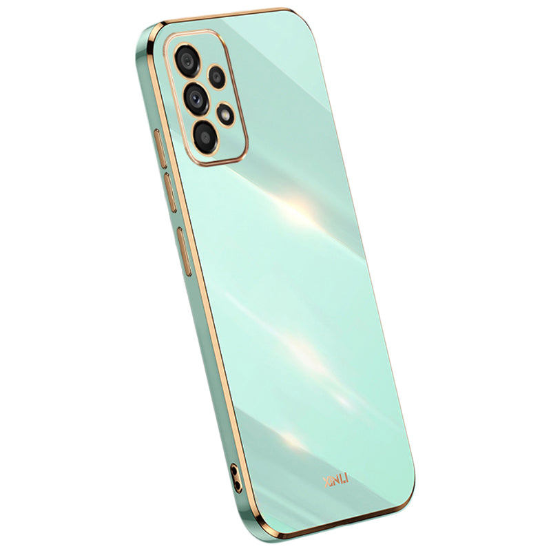 XINLI Anti-scratch Phone Case for Samsung Galaxy A23 4G A23 5G (Global Version) Electroplating Golden Edge TPU Protective Cover