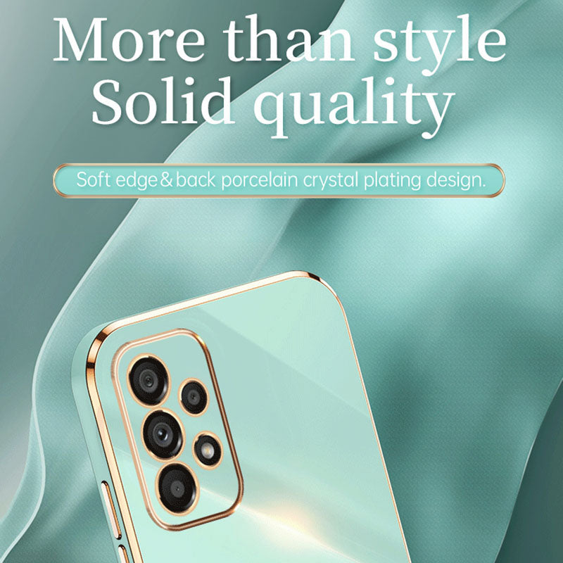 XINLI Anti-scratch Phone Case for Samsung Galaxy A23 4G A23 5G (Global Version) Electroplating Golden Edge TPU Protective Cover