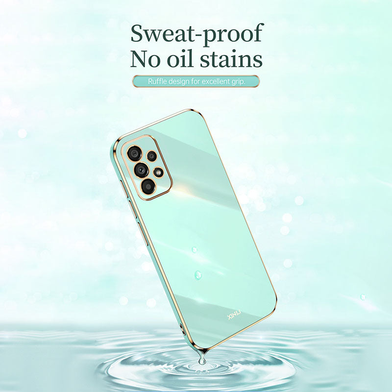 XINLI Anti-scratch Phone Case for Samsung Galaxy A23 4G A23 5G (Global Version) Electroplating Golden Edge TPU Protective Cover