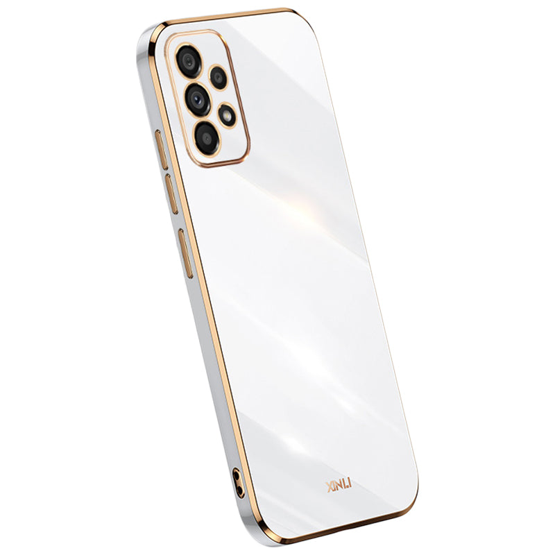 XINLI Anti-scratch Phone Case for Samsung Galaxy A23 4G A23 5G (Global Version) Electroplating Golden Edge TPU Protective Cover