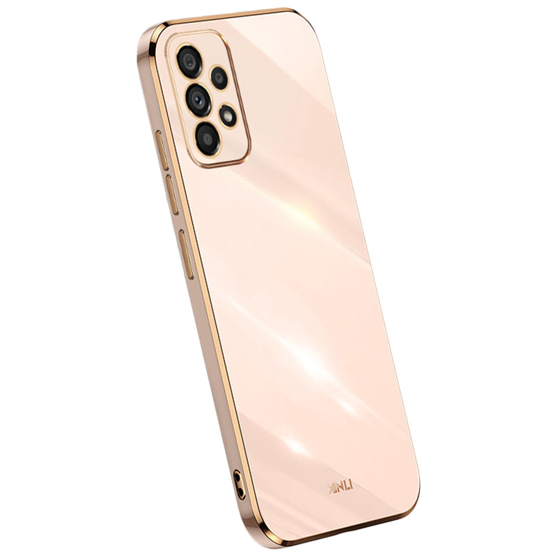 XINLI Anti-scratch Phone Case for Samsung Galaxy A23 4G A23 5G (Global Version) Electroplating Golden Edge TPU Protective Cover