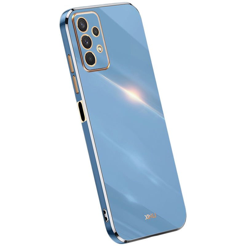 Pouzdro na telefon XINLI pro Samsung Galaxy A32 5G M32 5G Galvanické pokovování Golden Edge Back Shell TPU ochranný kryt