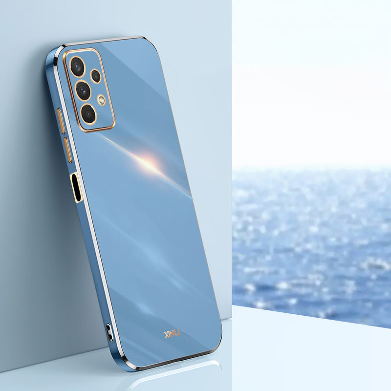 Pouzdro na telefon XINLI pro Samsung Galaxy A32 5G M32 5G Galvanické pokovování Golden Edge Back Shell TPU ochranný kryt