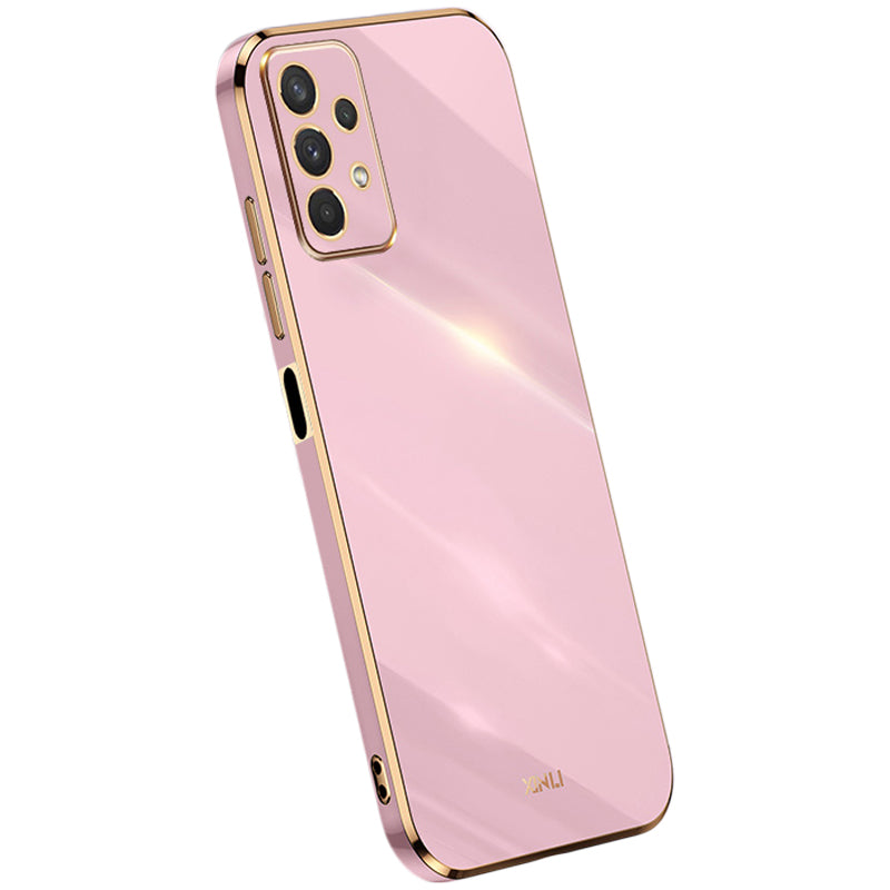 Pouzdro na telefon XINLI pro Samsung Galaxy A32 5G M32 5G Galvanické pokovování Golden Edge Back Shell TPU ochranný kryt