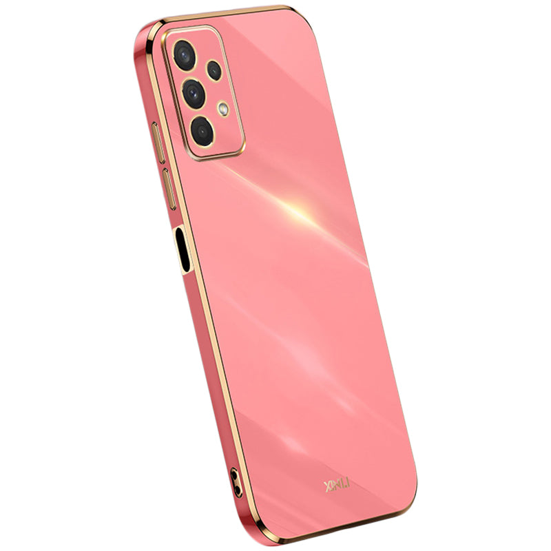 Pouzdro na telefon XINLI pro Samsung Galaxy A32 5G M32 5G Galvanické pokovování Golden Edge Back Shell TPU ochranný kryt