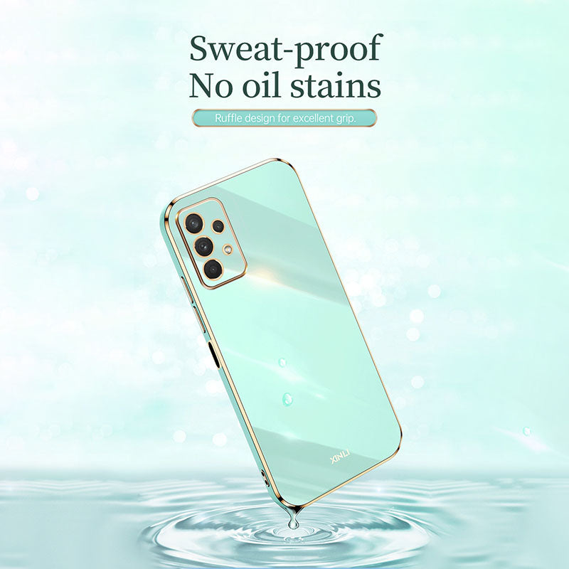 Pouzdro na telefon XINLI pro Samsung Galaxy A32 5G M32 5G Galvanické pokovování Golden Edge Back Shell TPU ochranný kryt