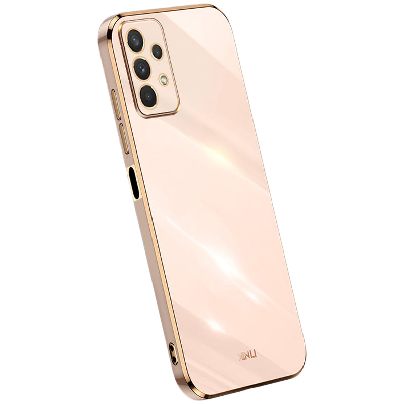 Pouzdro na telefon XINLI pro Samsung Galaxy A32 5G M32 5G Galvanické pokovování Golden Edge Back Shell TPU ochranný kryt