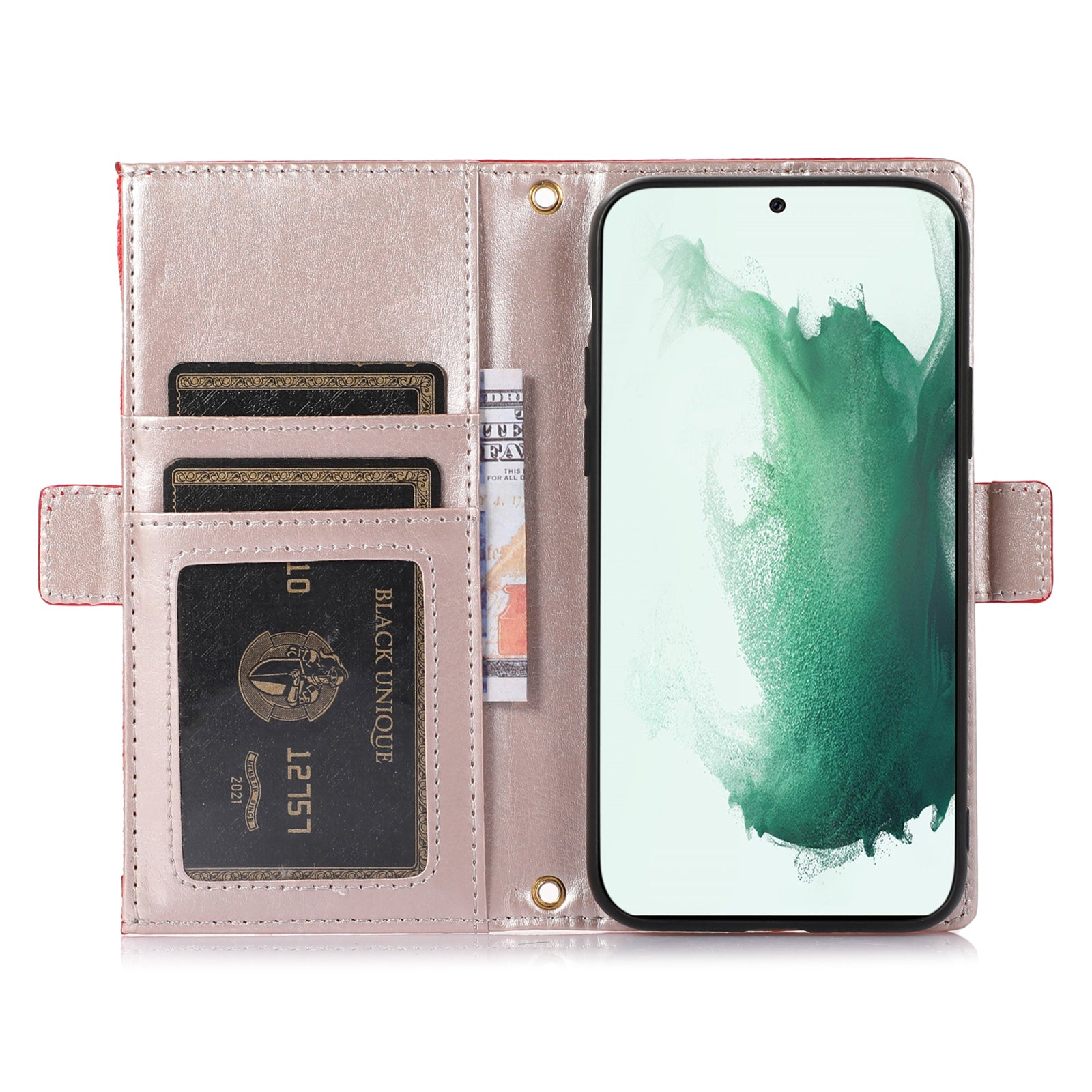 For Samsung Galaxy S23 Full Protection Phone Case Litchi Texture Zipper Pocket Stand Flip Leather Wallet Phone Cover with Strap